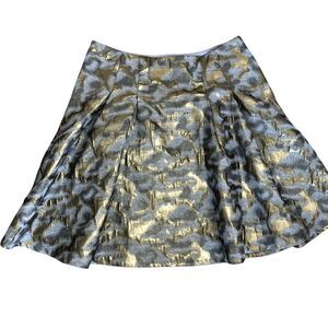 The Limited Pleated Pinup Retro Y2K Metallic Gold And Gray Knee Length Skirt, M